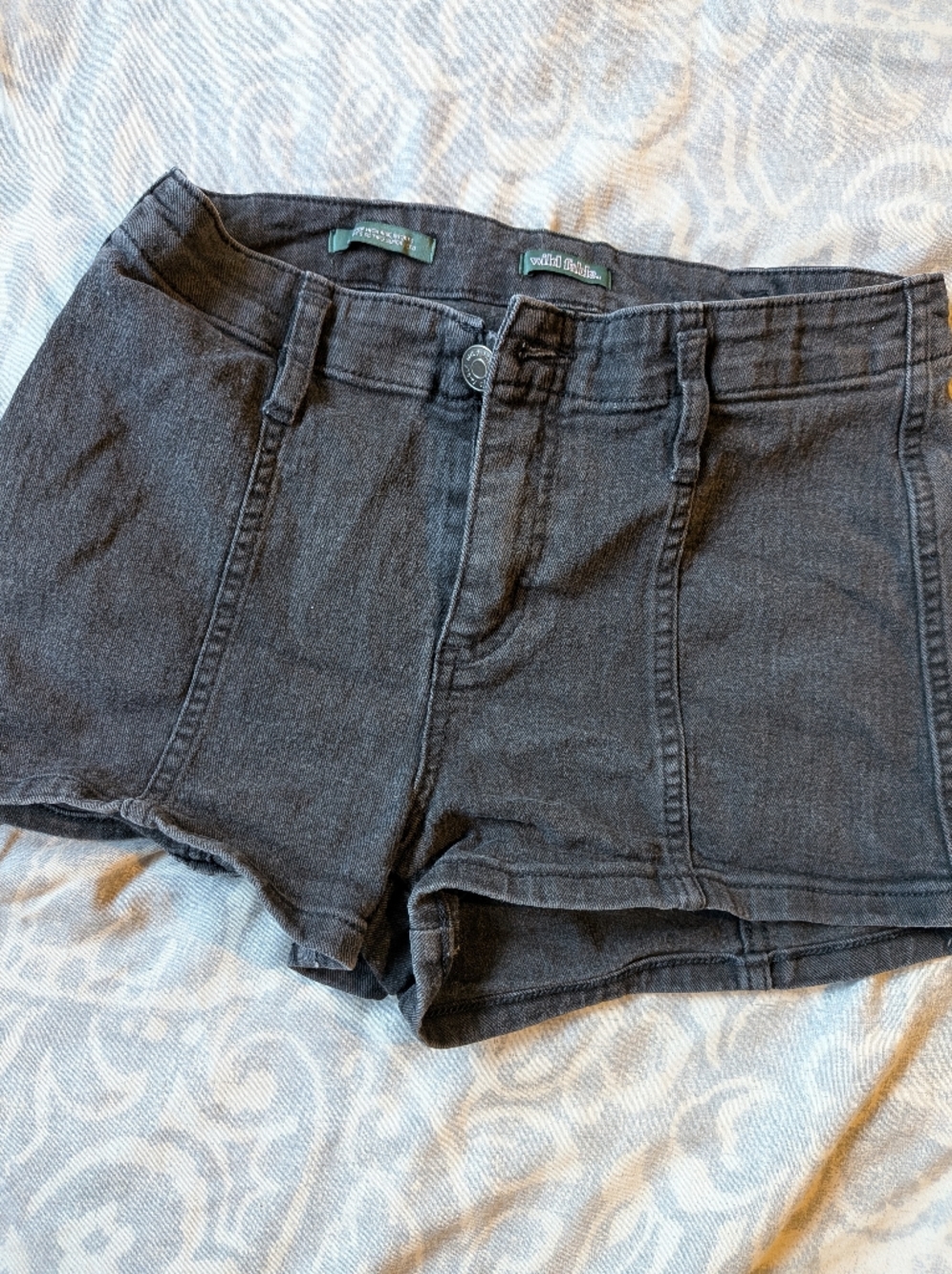 wild fable Black Washed Denim Jacket with Green Label